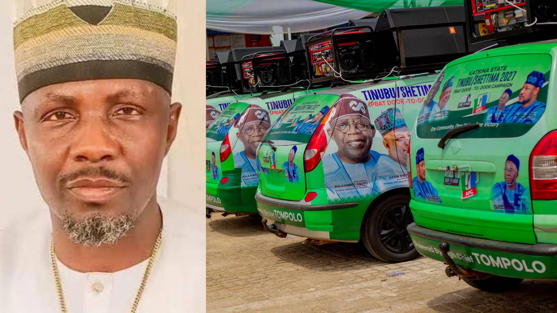Tompolo donates 34 Vehicles to President Tinubu’s campaign movement in Katsina.